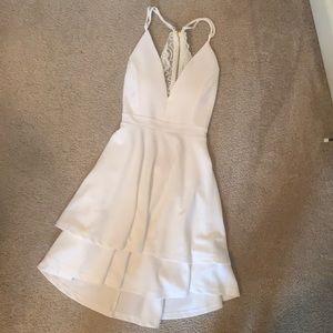 Spaghetti Strap Bra-Back Eyelash Fit & Flare Dress